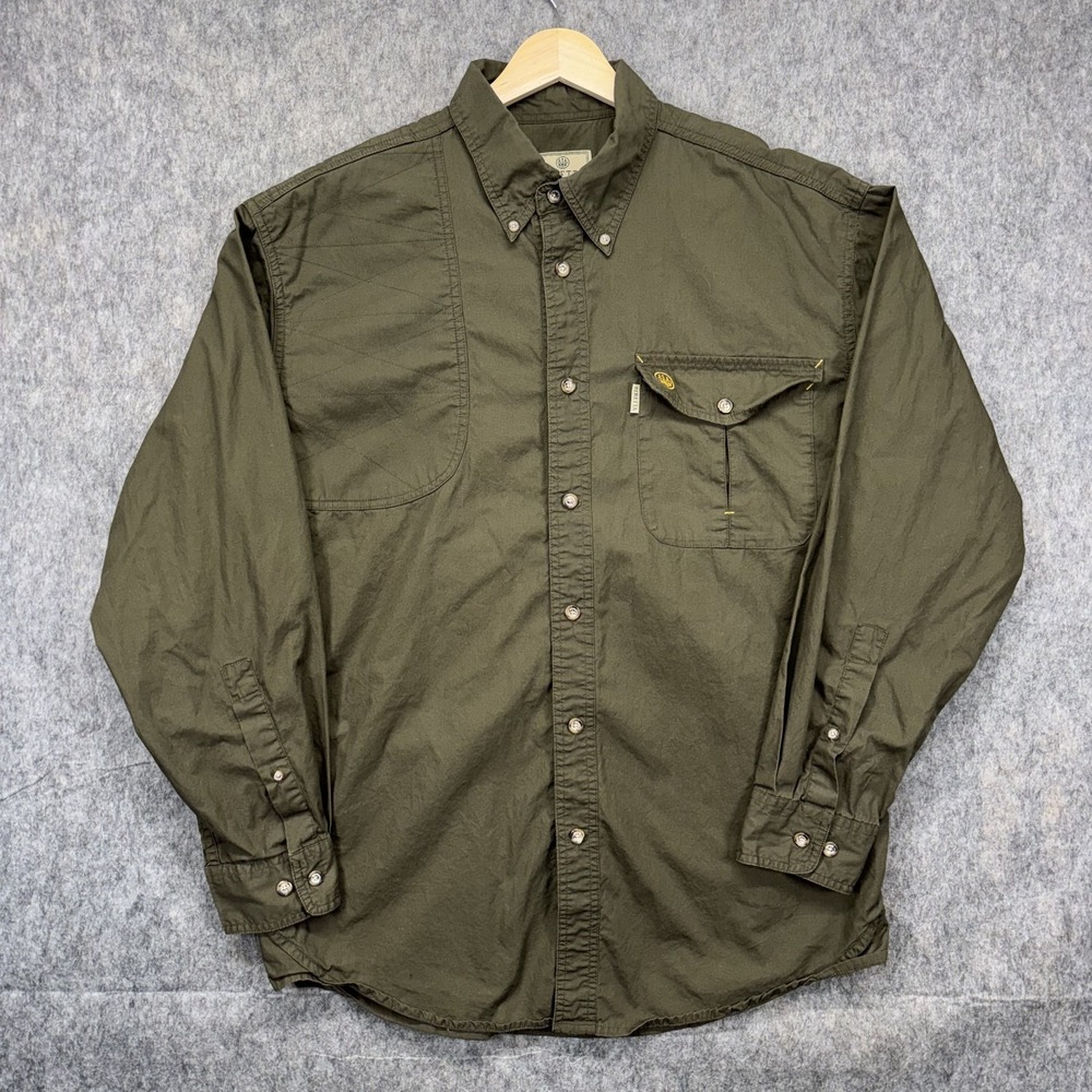 Beretta Shooting Shirt Men's Large Sleeve Vents Green Hunting Fishing Pockets‎